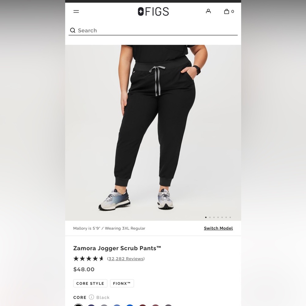 FIGS-4X-petite length (short) Black Zamora™-Jogger Scrub Pants- plus size
